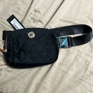 Wantable velour quilted black belt bag. New with tags!
